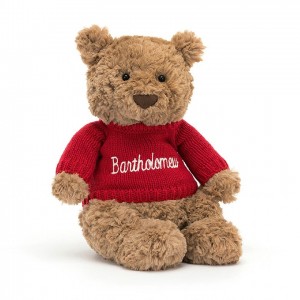 Jellycat Bartholomew Ours with Personalised Red Jumper MEDIUM - H28 X W12 CM | 24053EXHP