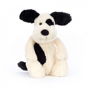 Jellycat Bashful Black & Cream Chiot MEDIUM - H31 X W12 CM | 74685PANL