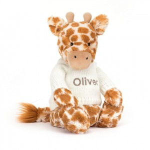 Jellycat Bashful Girafe with Personalised Cream Jumper MEDIUM - H31 X W12 CM | 97023OQCI