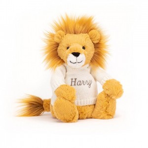 Jellycat Bashful Lion with Personalised Cream Jumper MEDIUM - H31 X W12 CM | 76289JFXY