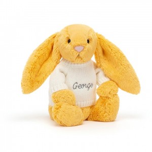 Jellycat Bashful Sunshine Lapin with Personalised Cream Jumper MEDIUM - H31 X W12 CM | 62574PYOK