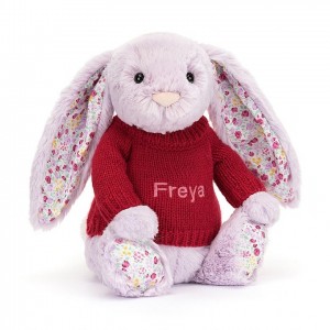 Jellycat Blossom Jasmine Lapin with Personalised Red Jumper MEDIUM - H31 X W12 CM | 31658FAVW