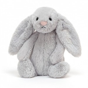 Jellycat Personalised Bashful Silver Lapin Medium MEDIUM - H31 X W12 CM | 89376HLNM