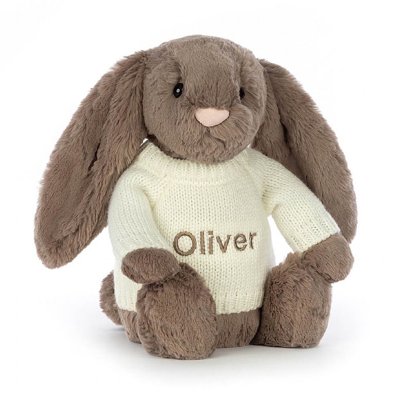 Jellycat Bashful Truffle Lapin with Personalised Cream Jumper MEDIUM - H31 X W12 CM | 15734LKZR