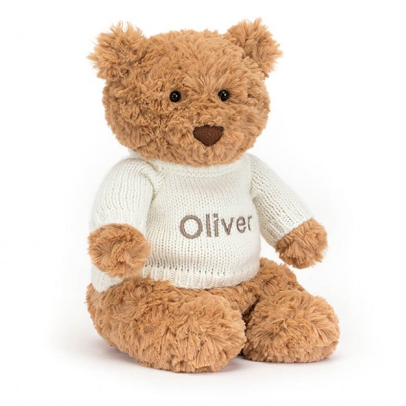 Jellycat Bartholomew Ours with Personalised Cream Jumper MEDIUM - H28 X W12 CM | 49786PMHB