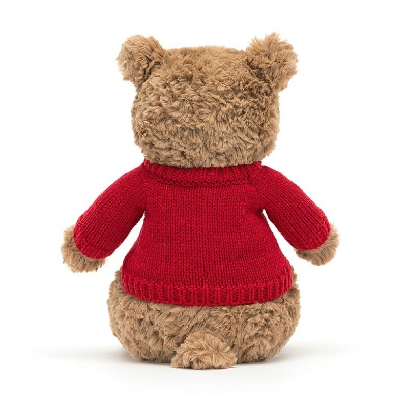 Jellycat Bartholomew Ours with Personalised Red Jumper MEDIUM - H28 X W12 CM | 24053EXHP