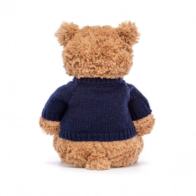 Jellycat Bartholomew Ours with Personalised Navy Jumper MEDIUM - H28 X W12 CM | 73429KIHC