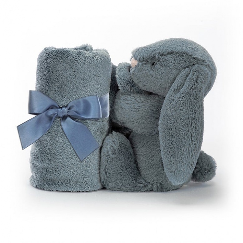 Jellycat Bashful Dusky Blue Lapin Doudou ONE SIZE - H34 X W34 CM | 32167TFCH