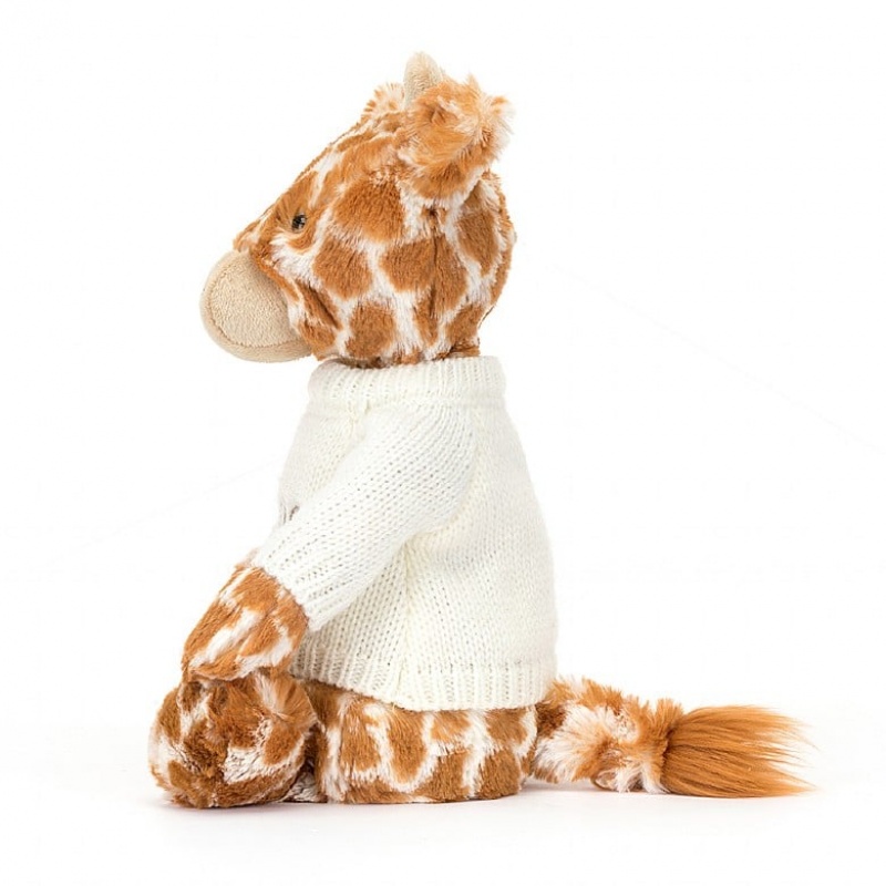 Jellycat Bashful Girafe with Personalised Cream Jumper MEDIUM - H31 X W12 CM | 97023OQCI