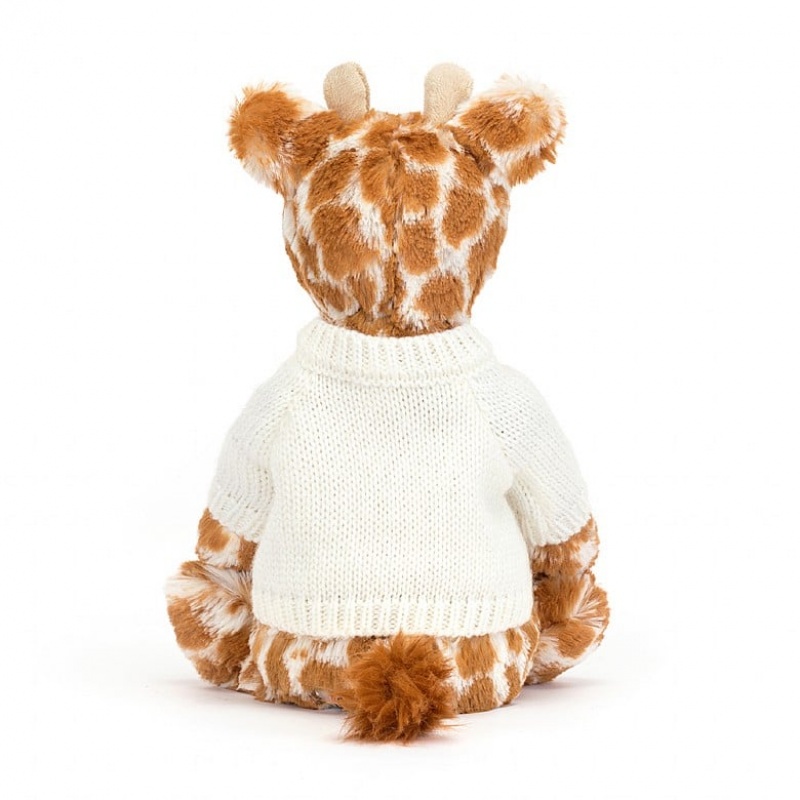 Jellycat Bashful Girafe with Personalised Cream Jumper MEDIUM - H31 X W12 CM | 97023OQCI