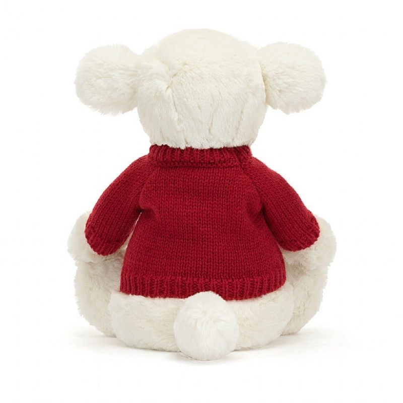 Jellycat Bashful Lamb with Personalied Red Jumper MEDIUM - H31 X W12 CM | 82637RPQS