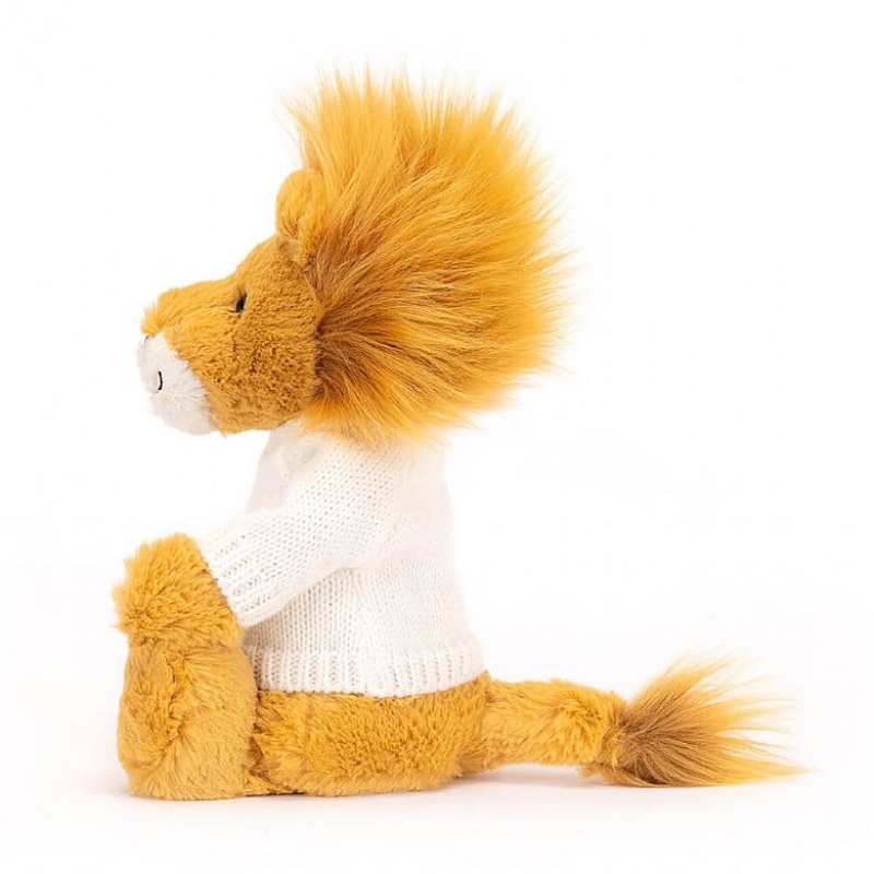 Jellycat Bashful Lion with Personalised Cream Jumper MEDIUM - H31 X W12 CM | 76289JFXY