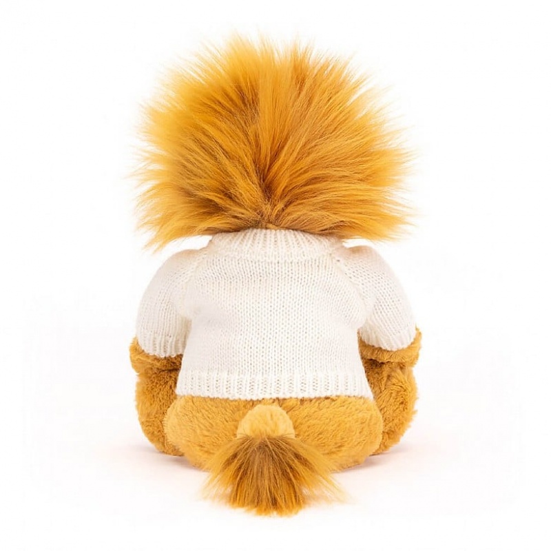 Jellycat Bashful Lion with Personalised Cream Jumper MEDIUM - H31 X W12 CM | 76289JFXY