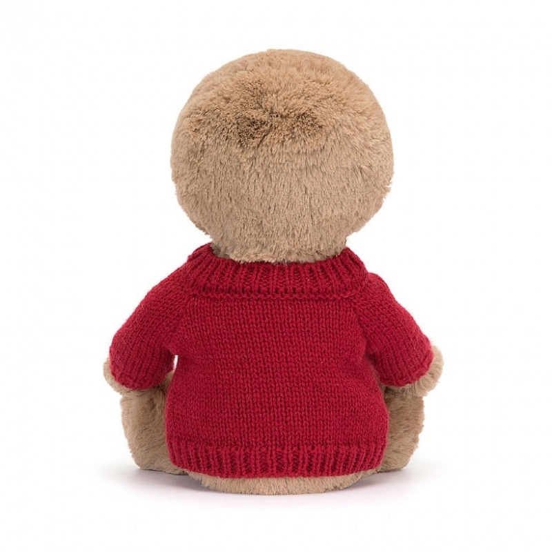 Jellycat Bashful Paresseux with Personalised Red Jumper MEDIUM - H28 X W12 CM | 95063IBJR