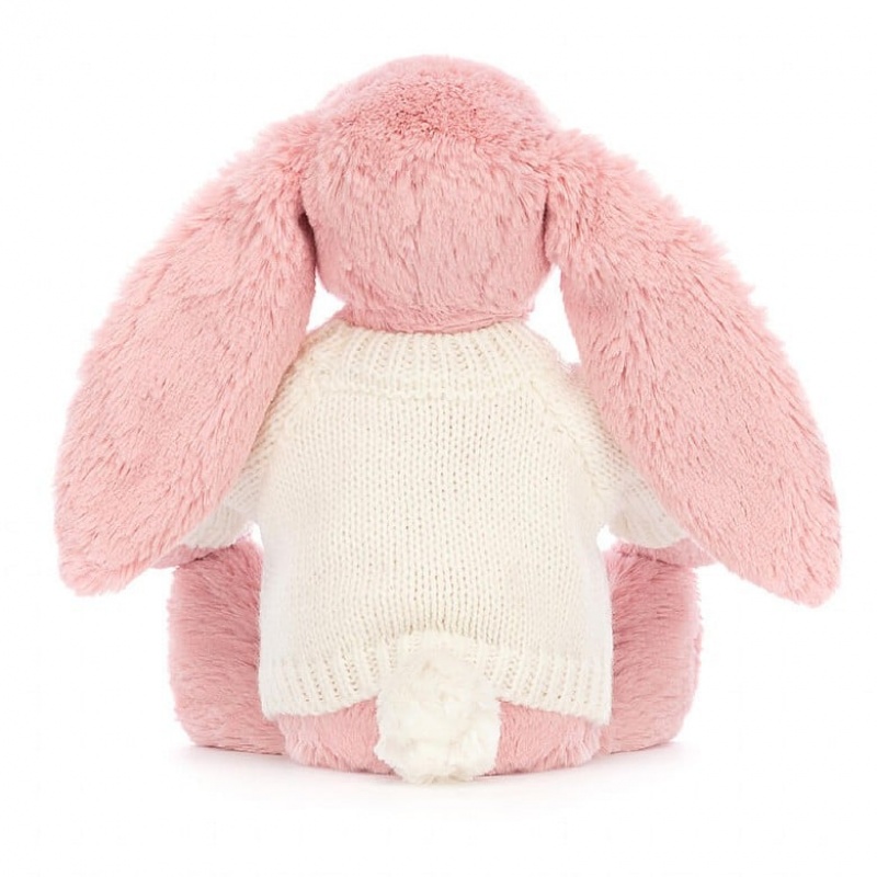 Jellycat Bashful Petal Lapin with Personalised Cream Jumper MEDIUM - H31 X W12 CM | 24960RQJC