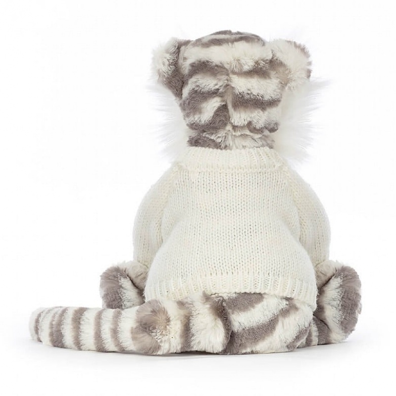 Jellycat Bashful Snow Tigre with Personalised Cream Jumper MEDIUM - H31 X W12 CM | 24761TSWQ