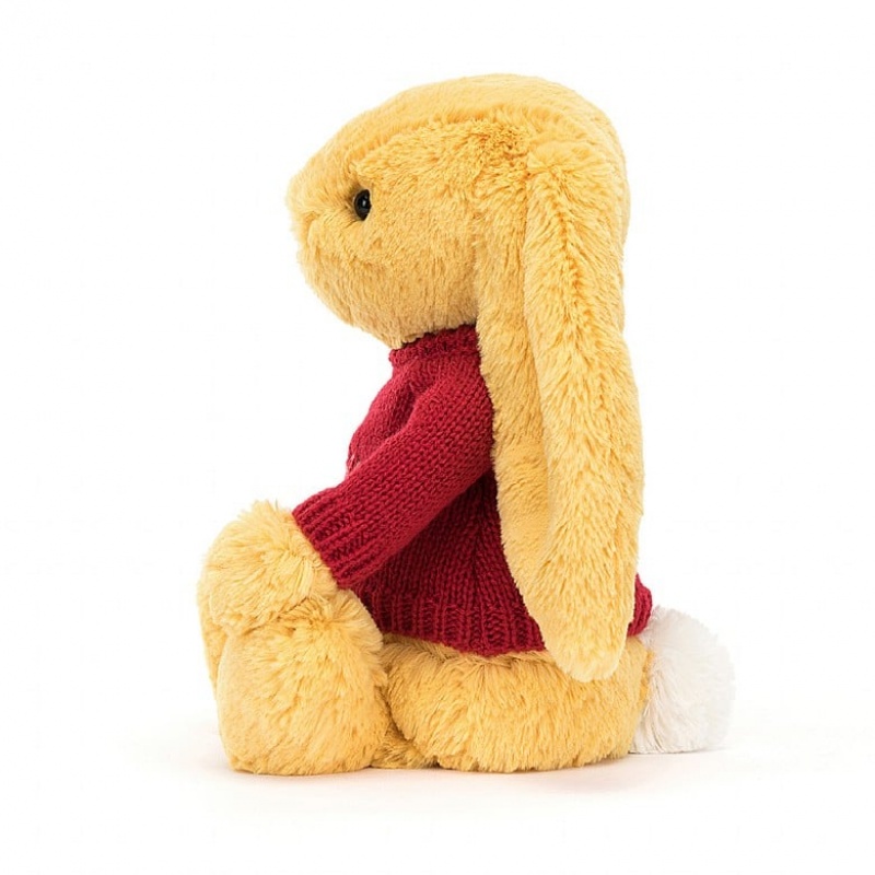 Jellycat Bashful Sunshine Lapin with Personalised Red Jumper MEDIUM - H31 X W12 CM | 46057TMRC