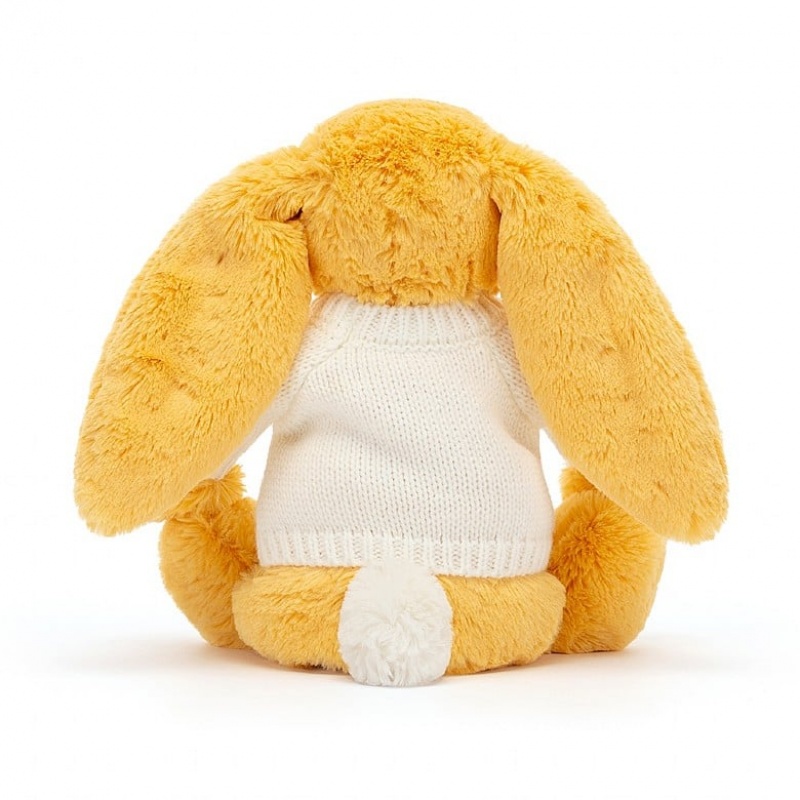 Jellycat Bashful Sunshine Lapin with Personalised Cream Jumper MEDIUM - H31 X W12 CM | 62574PYOK