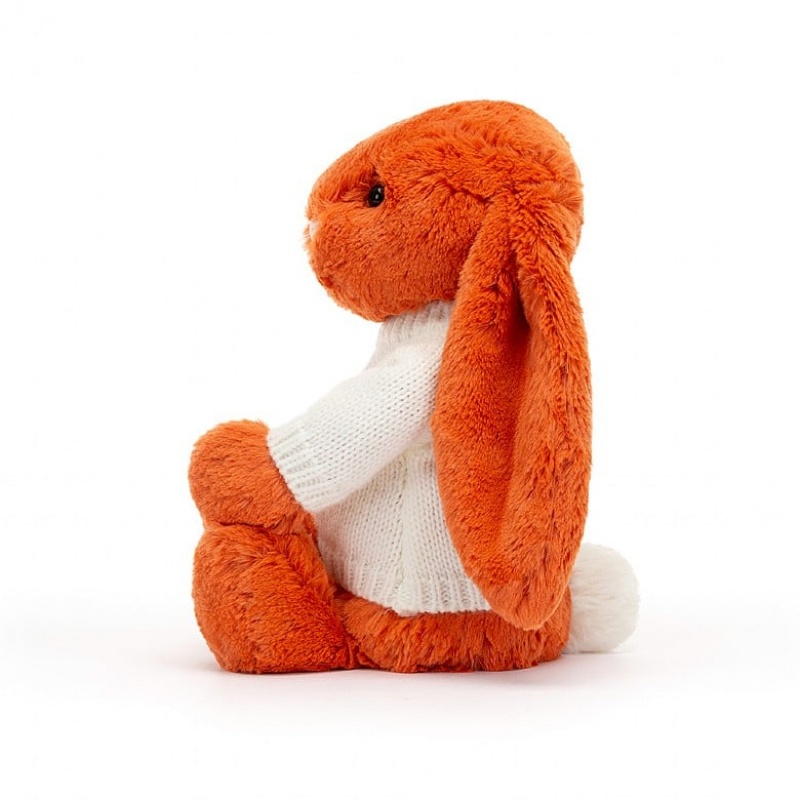 Jellycat Bashful Tangerine Lapin with Personalised Cream Jumper MEDIUM - H31 X W12 CM | 51837NDQU