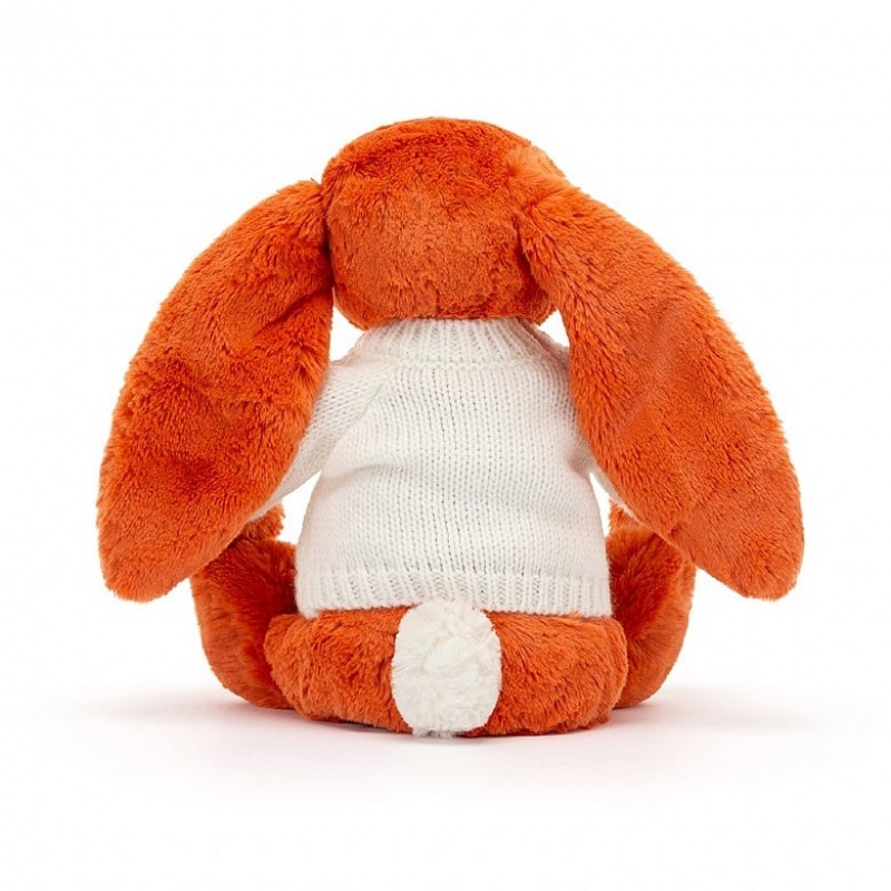 Jellycat Bashful Tangerine Lapin with Personalised Cream Jumper MEDIUM - H31 X W12 CM | 51837NDQU