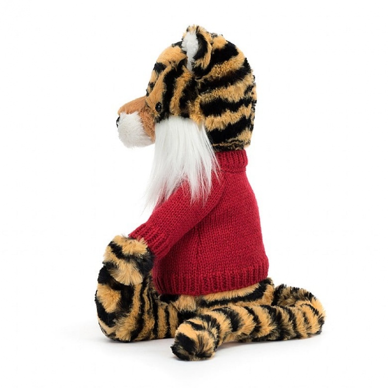 Jellycat Bashful Tigre with Personalised Red Jumper MEDIUM - H31 X W12 CM | 31065QZHG