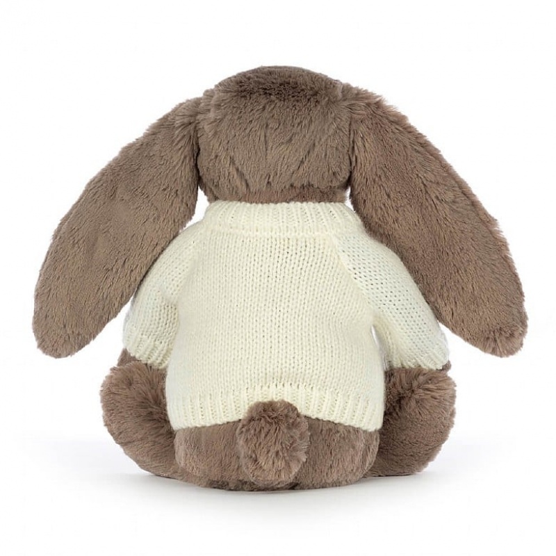 Jellycat Bashful Truffle Lapin with Personalised Cream Jumper MEDIUM - H31 X W12 CM | 98254EXCP