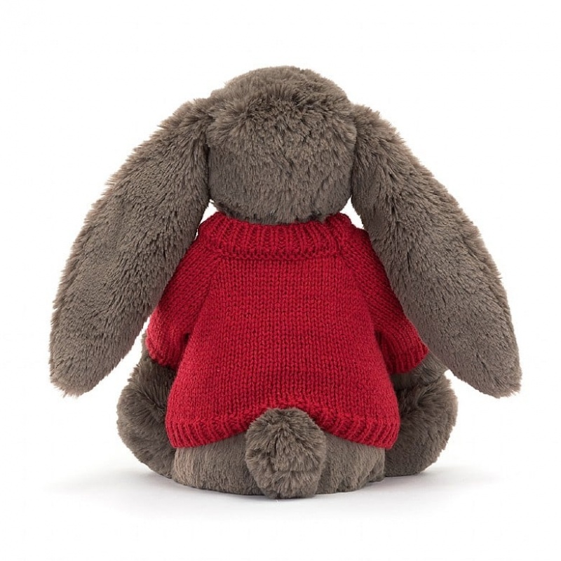 Jellycat Bashful Truffle Lapin with Personalised Red Jumper MEDIUM - H31 X W12 CM | 70482PZUG