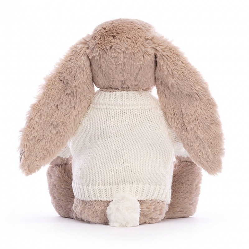 Jellycat Blossom Bea Beige Lapin with Personalised Cream Jumper MEDIUM - H31 X W12 CM | 07819CAFN