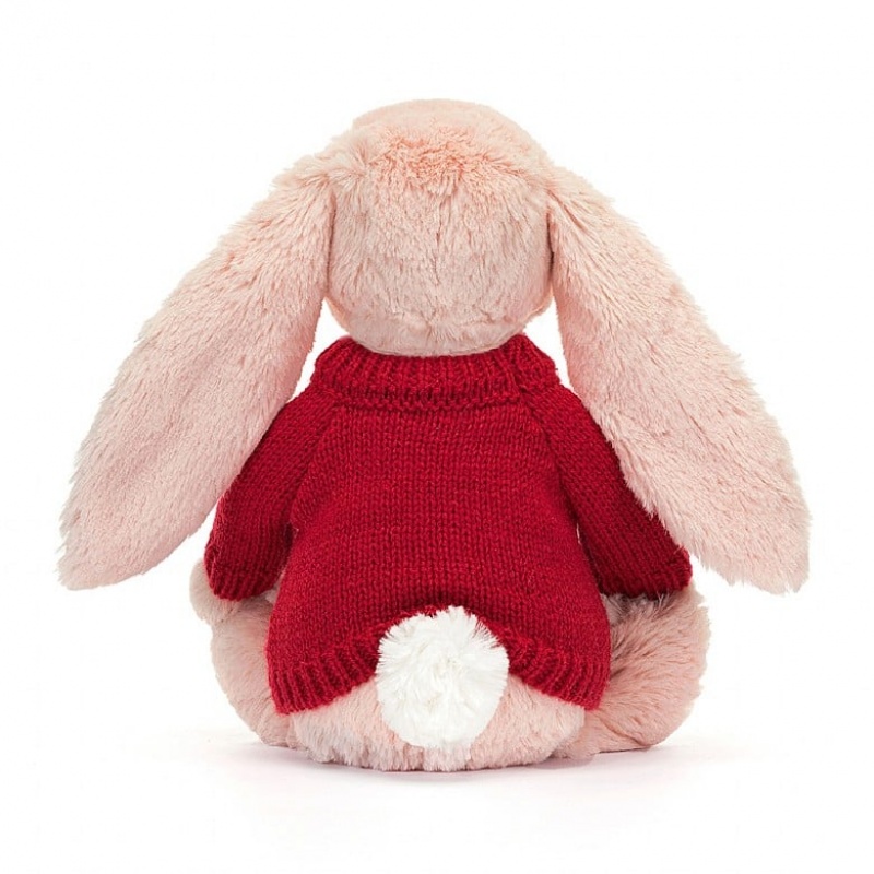 Jellycat Blossom Blush Lapin with Personalised Red Jumper MEDIUM - H31 X W12 CM | 87690QXID