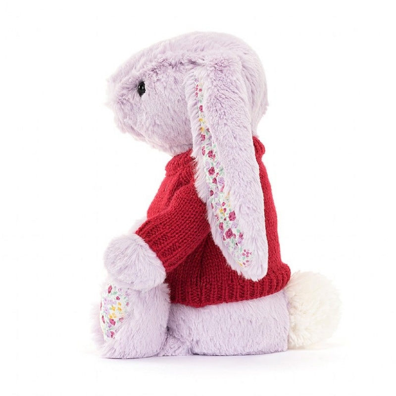 Jellycat Blossom Jasmine Lapin with Personalised Red Jumper MEDIUM - H31 X W12 CM | 31658FAVW