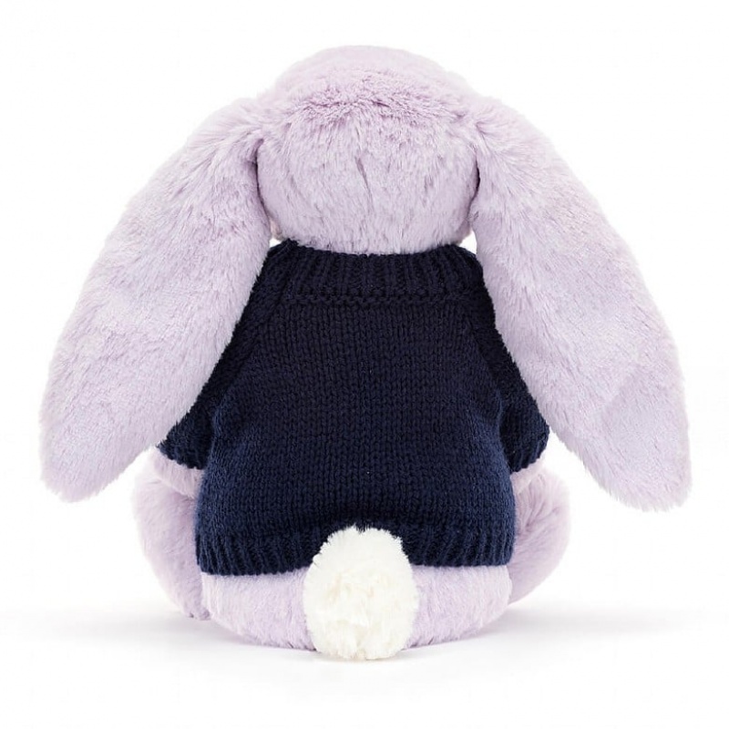 Jellycat Blossom Jasmine Lapin with Personalised Navy Jumper MEDIUM - H31 X W12 CM | 81623VTGL