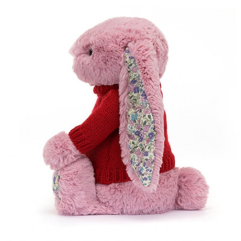 Jellycat Blossom Tulip Lapin with Personalised Red Jumper MEDIUM - H31 X W12 CM | 36258FQCD