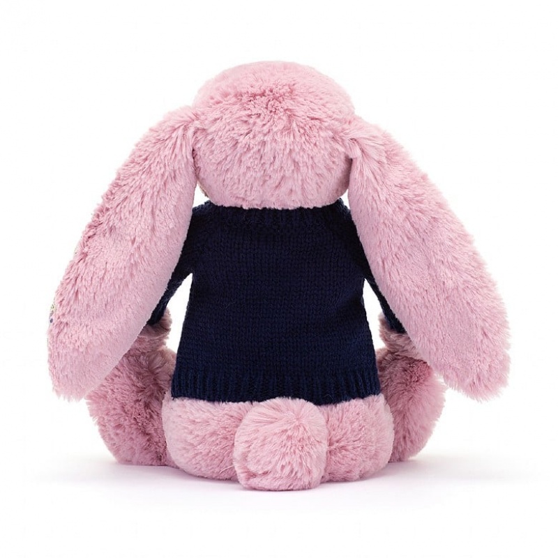 Jellycat Blossom Tulip Lapin with Personalised Navy Jumper MEDIUM - H31 X W12 CM | 42856VWCF