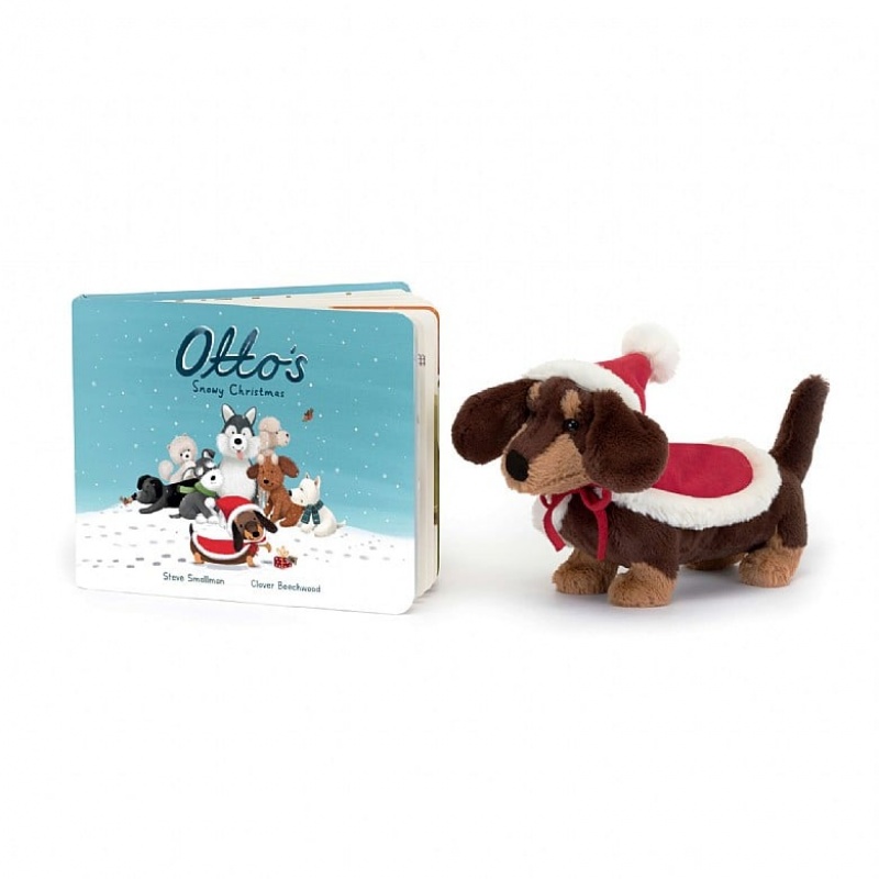 Jellycat Otto\'s Snowy Noël Livre & D\'hiver Warmer Otto Saucisson Chien ONE SIZE | 63048JUVD