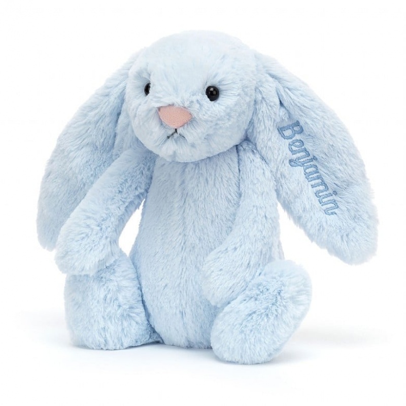 Jellycat Personalised Bashful Blue Lapin Medium MEDIUM - H31 X W12 CM | 04729YHXE