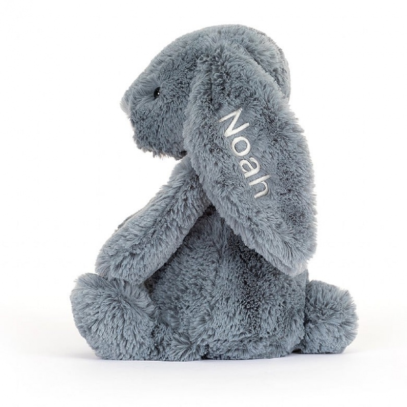 Jellycat Personalised Bashful Dusky Blue Lapin Medium MEDIUM - H31 X W12 CM | 65107DZBU