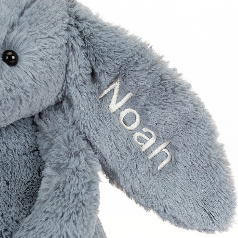 Jellycat Personalised Bashful Dusky Blue Lapin Medium MEDIUM - H31 X W12 CM | 65107DZBU