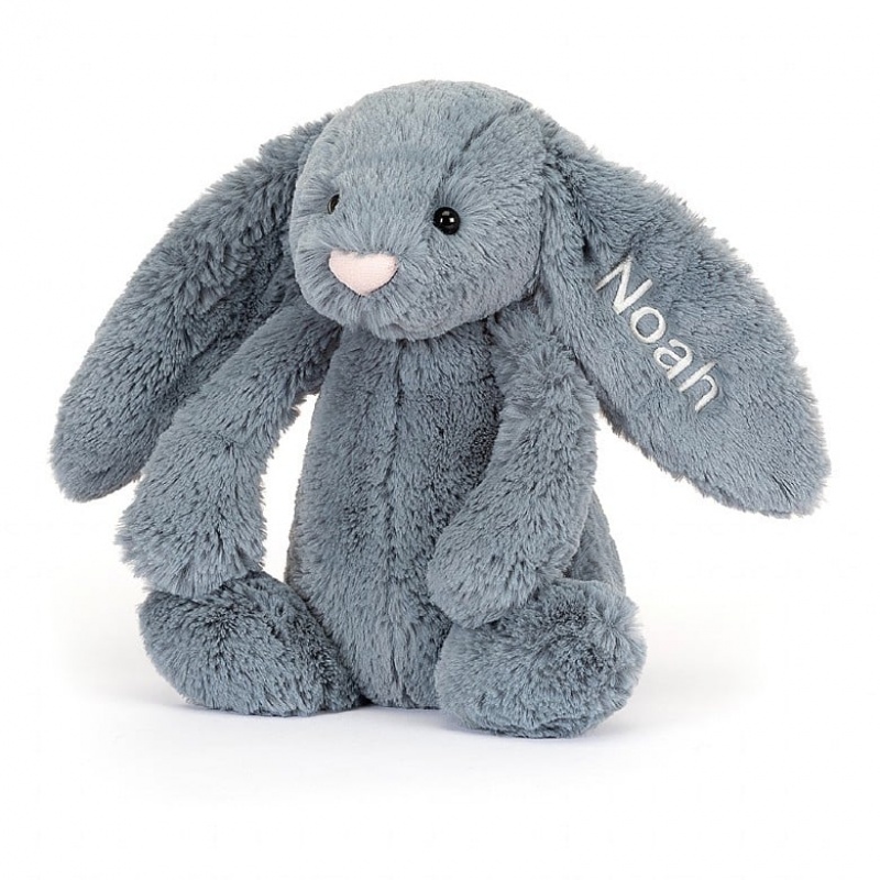 Jellycat Personalised Bashful Dusky Blue Lapin Medium MEDIUM - H31 X W12 CM | 65107DZBU