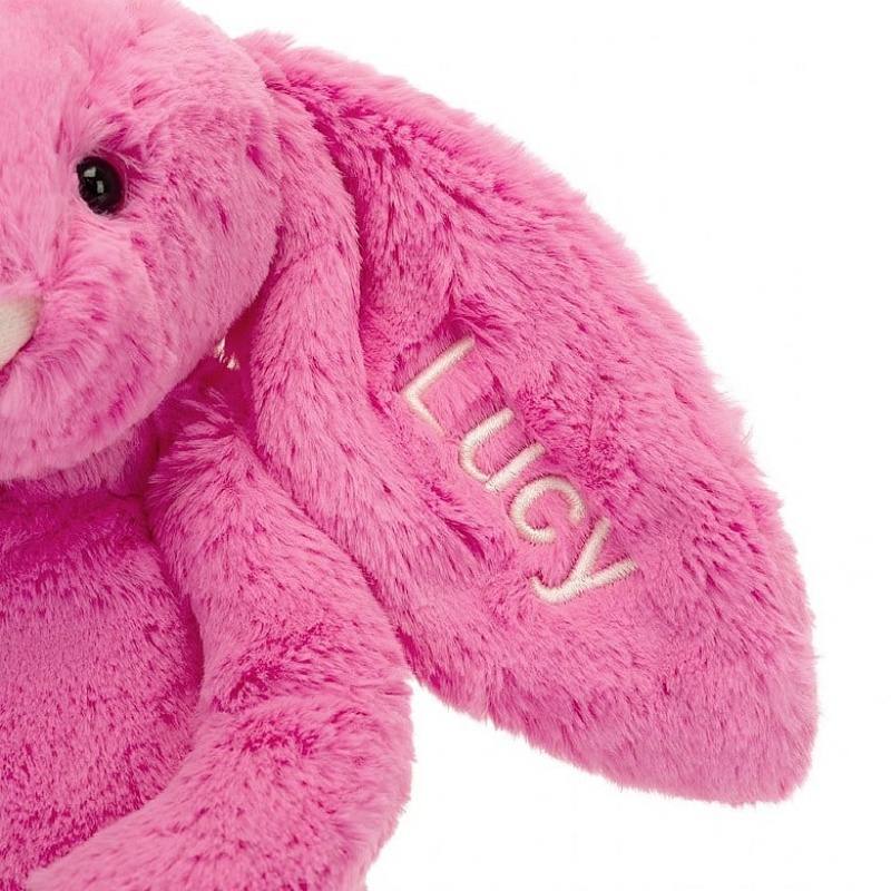 Jellycat Personalised Bashful Hot Pink Lapin Medium MEDIUM - H31 X W12 CM | 59021JUGY