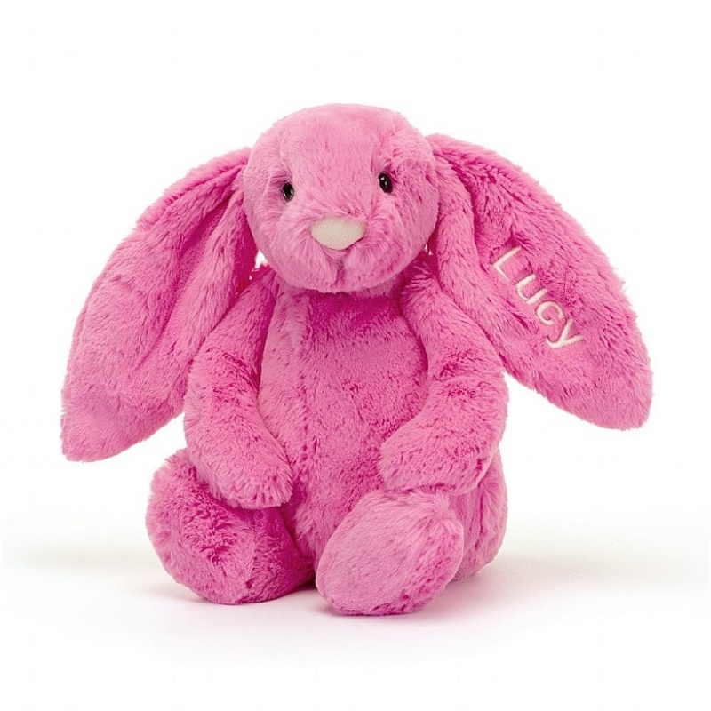 Jellycat Personalised Bashful Hot Pink Lapin Medium MEDIUM - H31 X W12 CM | 59021JUGY