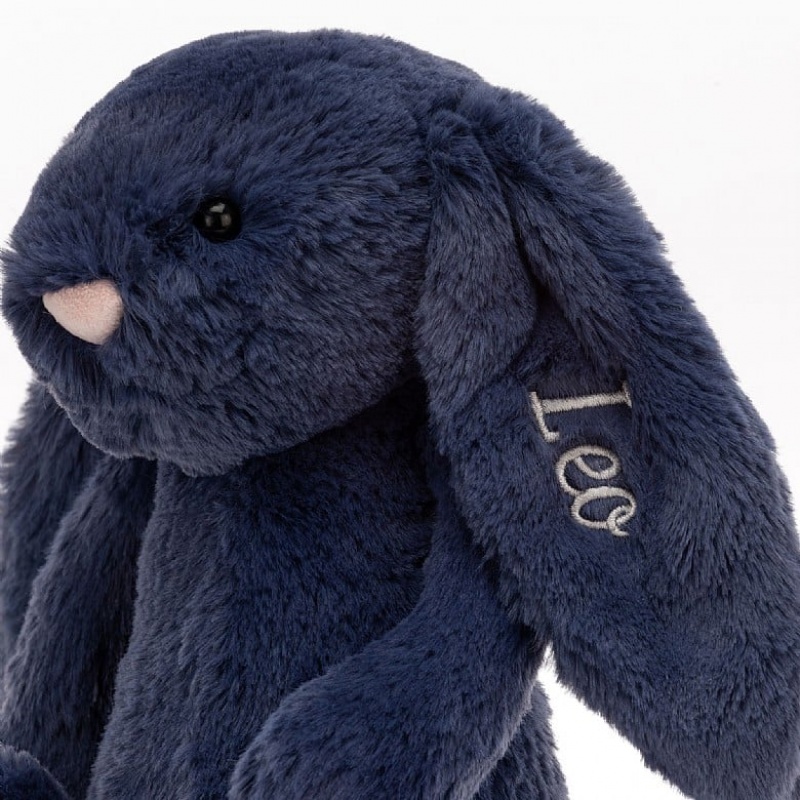 Jellycat Personalised Bashful Navy Lapin Medium MEDIUM - H31 X W12 CM | 36470HUMT