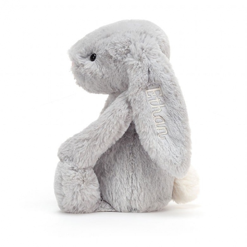 Jellycat Personalised Bashful Silver Lapin Medium MEDIUM - H31 X W12 CM | 89376HLNM