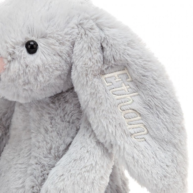 Jellycat Personalised Bashful Silver Lapin Medium MEDIUM - H31 X W12 CM | 89376HLNM