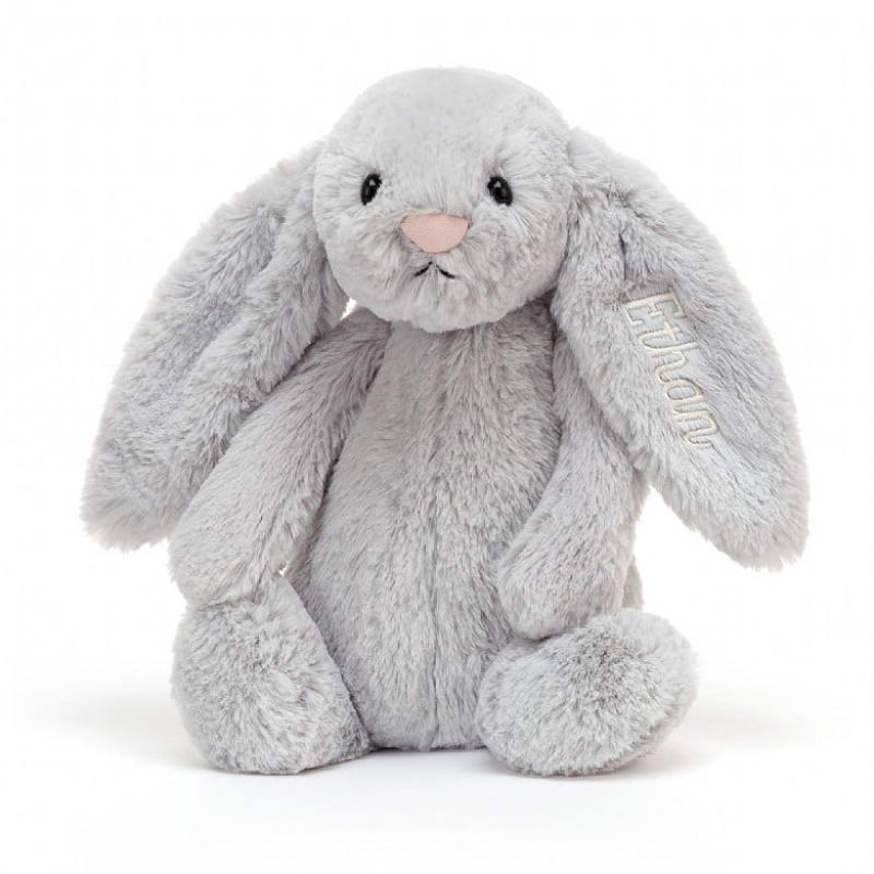 Jellycat Personalised Bashful Silver Lapin Medium MEDIUM - H31 X W12 CM | 89376HLNM