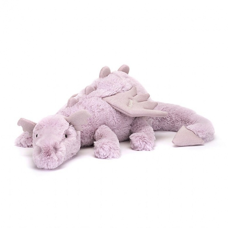 Jellycat Personalised Lavender Dragon HUGE - H19 X W66 CM | 85293OYSK