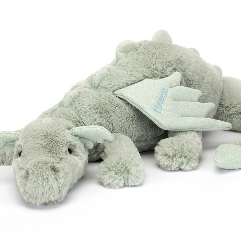 Jellycat Personalised Sage Dragon HUGE - H19 X W66 CM | 26759IOPR