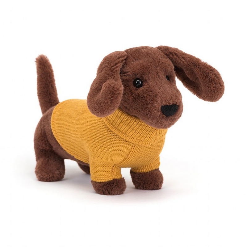 Jellycat Pull Saucisson Chien Yellow ONE SIZE - H14 X W7 CM | 54912GDBW