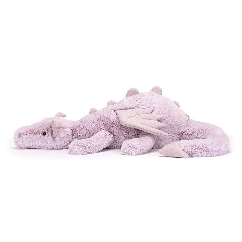 Jellycat Personalised Lavender Dragon HUGE - H19 X W66 CM | 64309RXED