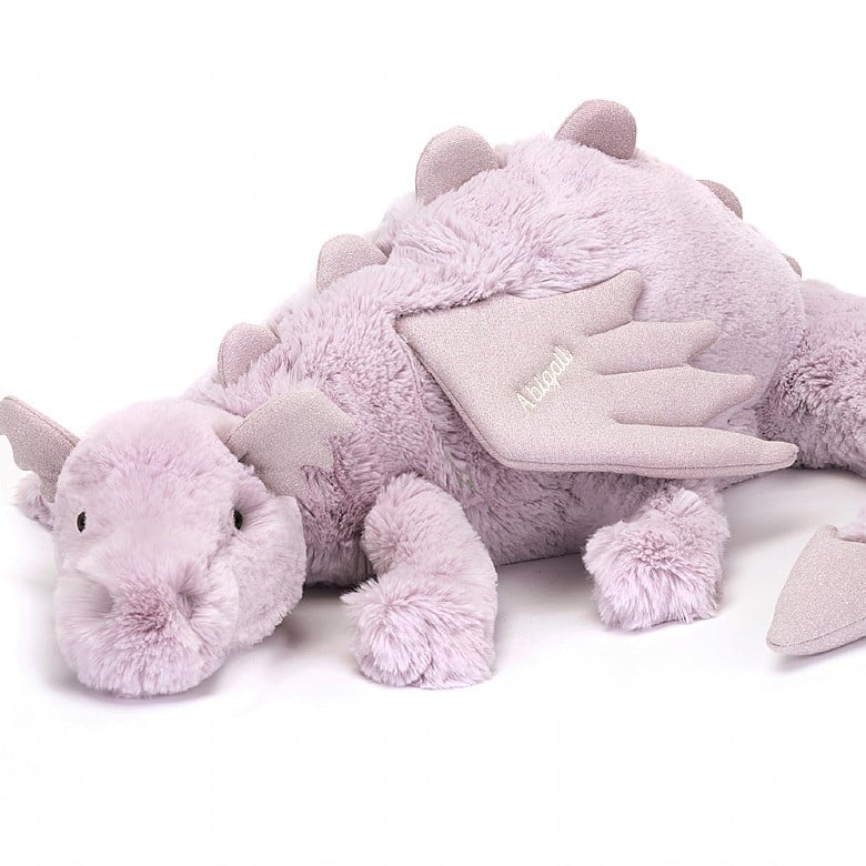 Jellycat Personalised Lavender Dragon HUGE - H19 X W66 CM | 64309RXED